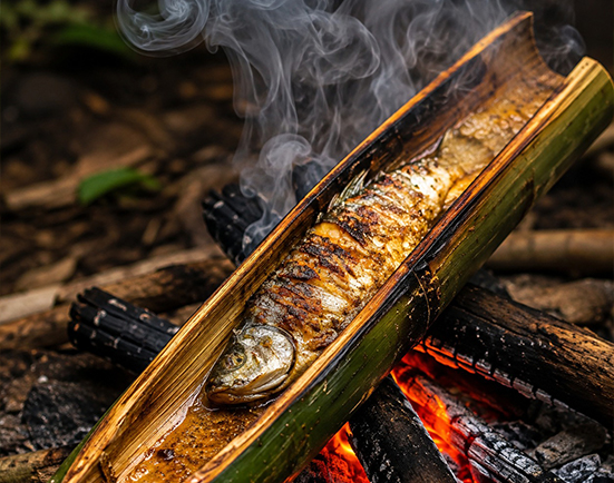 Bamboo BBQ fish at Master Leong's Kitchen, Singapore